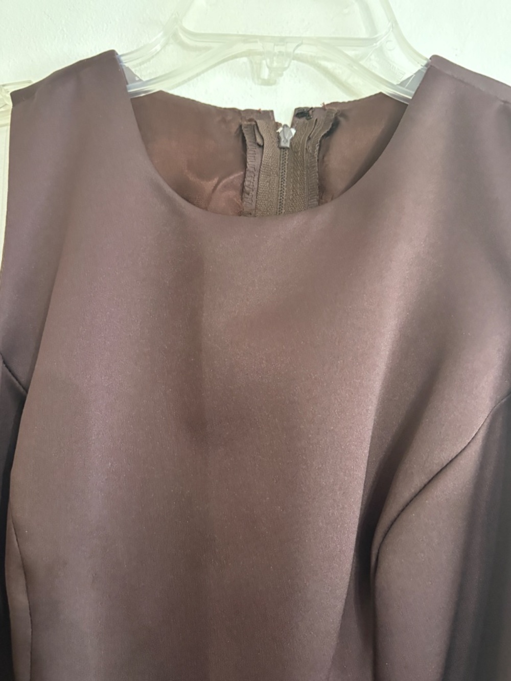 1990s JIM HJELM OCCASIONS Formal Brown Satin Tea-length Dress - Size 6 - Picture 3 of 15